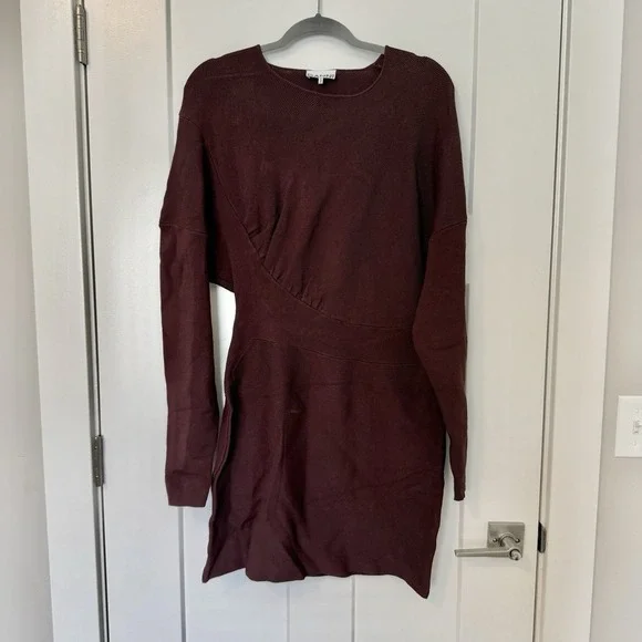 Ganni Ruched Ribbed-Knit Asymmetrical Mini Dress NWOT Size XL $445 MSRP - Picture 7 of 7